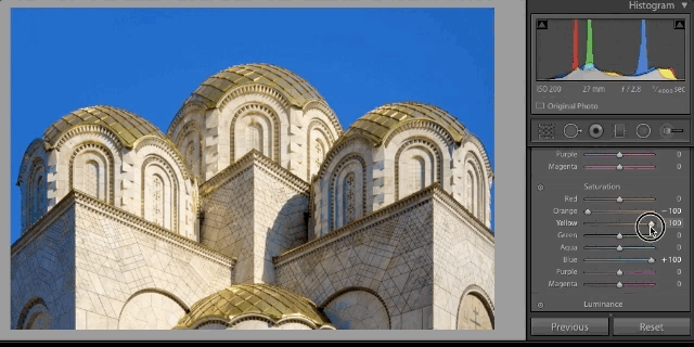 Saturation slider in Lightroom